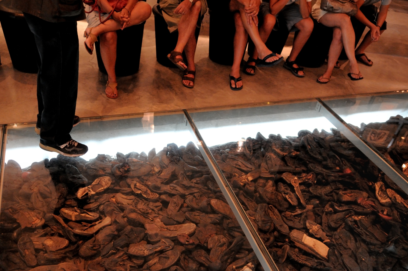 Victims' shoes, Majdanek death camp. Yad Vashem, Israel